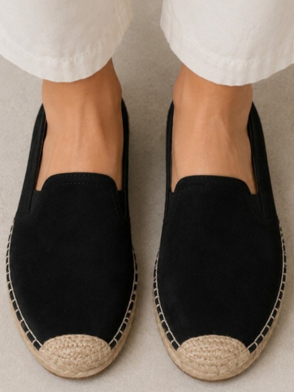 Naturalizer Soul Every Black Nubuck Leather Slip-On Espadrille Flats US 9